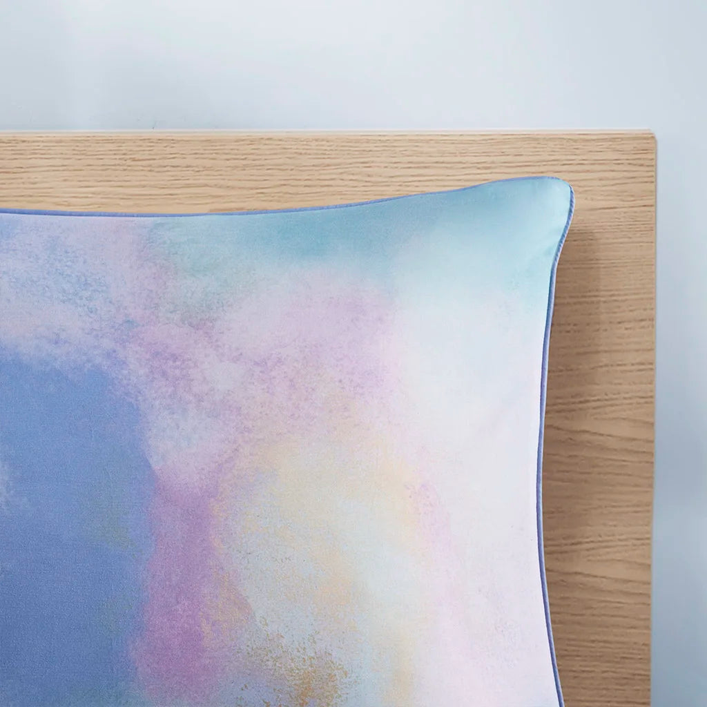 Twin/Twin XL Watercolor Tie Dye Printed Comforter Set with Throw Pillow (Aqua + Polyester + Twin)
