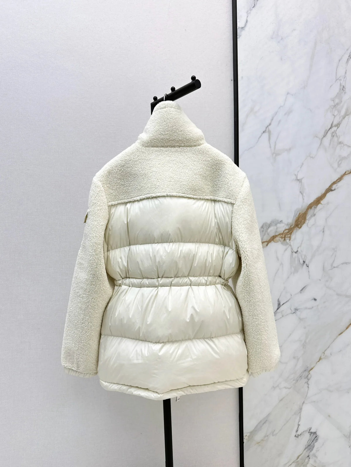 2026 Women Winter Spliced Drawstring Waist Short Warm Coat ZX5730