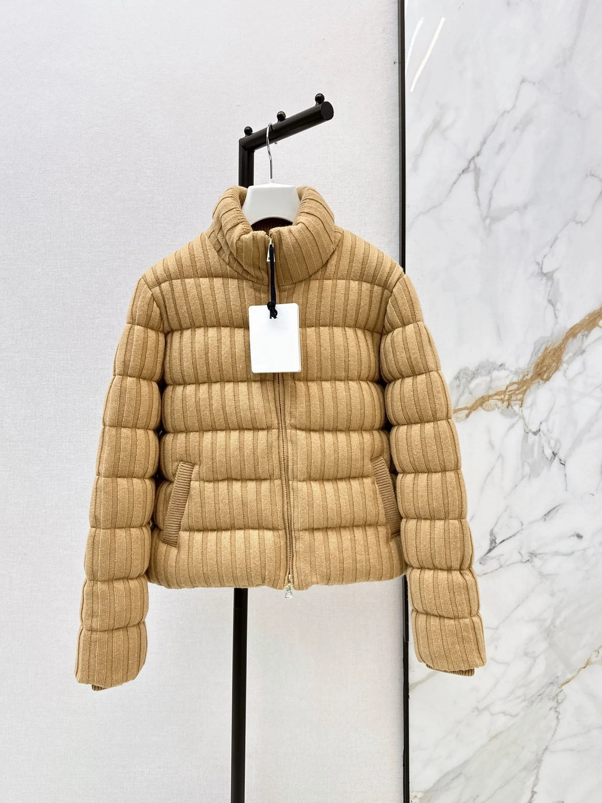 2026 Women Winter Stand Collar Vertical Stripe Short Warm Puffer Jacket ZX5729
