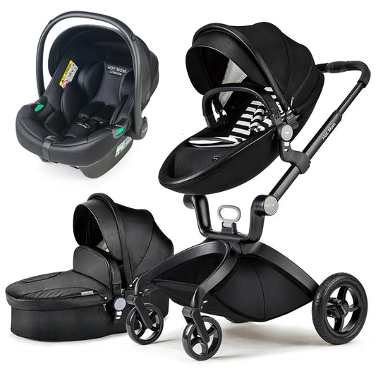Baby Stroller High Landscape Convertible Infant Stroller Adjustable Canopy & Backrest Storage Basket Foot Cover