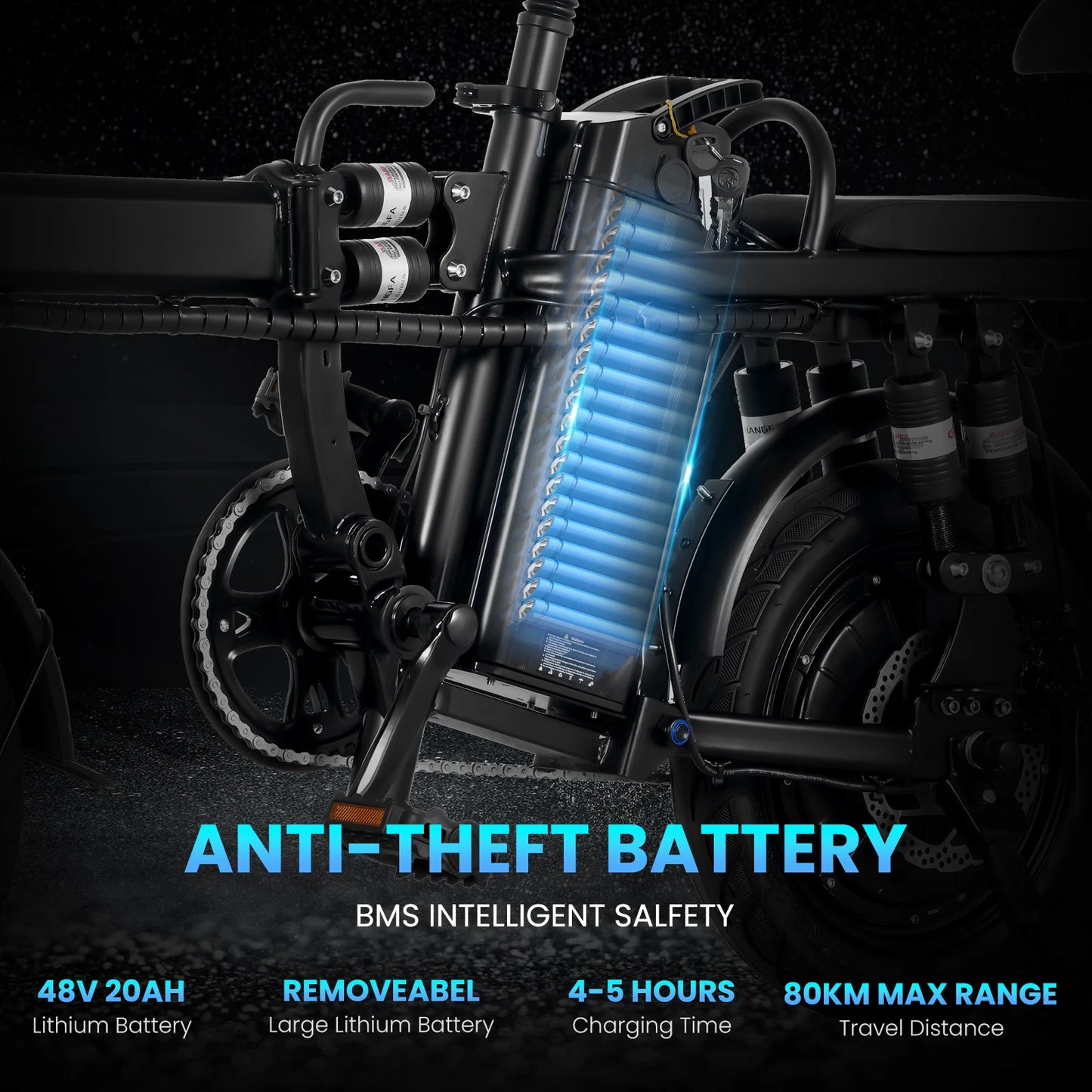 14 Inch Foldable Electric Bicycle 330 Pound Load-bearing Capacity 20 MPH 48V 18-28 Miles Range Portable Folding Design E Bike