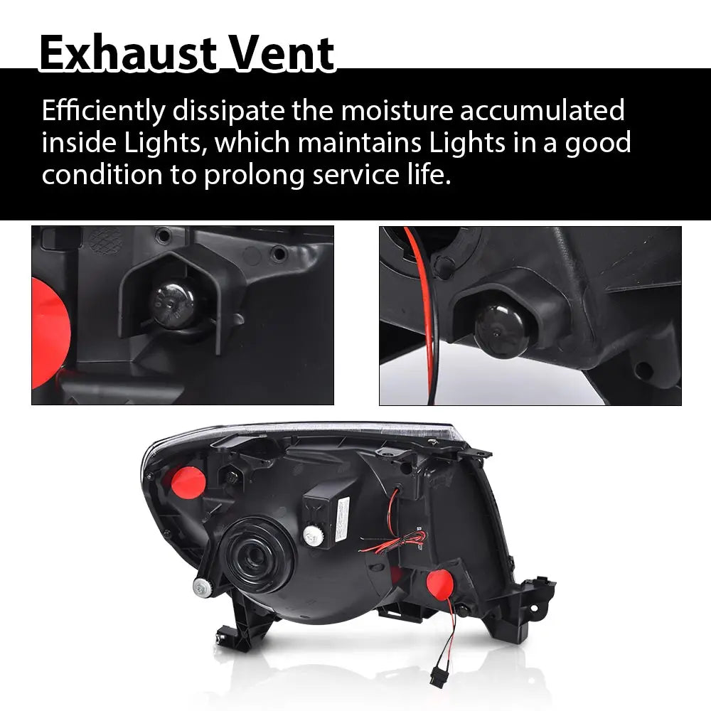 1 Pair Led Tube Drl Projector Headlights for 05-11 Toyota Tacoma Black Housing Clear Lens To2502157,To2503157,To2503181