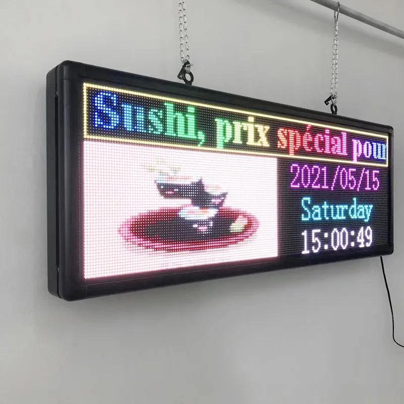 Led Scrolling Sign Programmable Outdoor Digital Word for Businesses Advertising Screen Message Window Open Display (103x45cm)