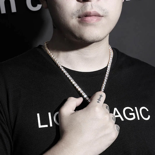 New 925 Sterling Silver 3-6mm Men's Necklace Bling CZ Iced Out Hip Hop Link Tennis Chain Silver Gold Necklace Jewelry For Gift