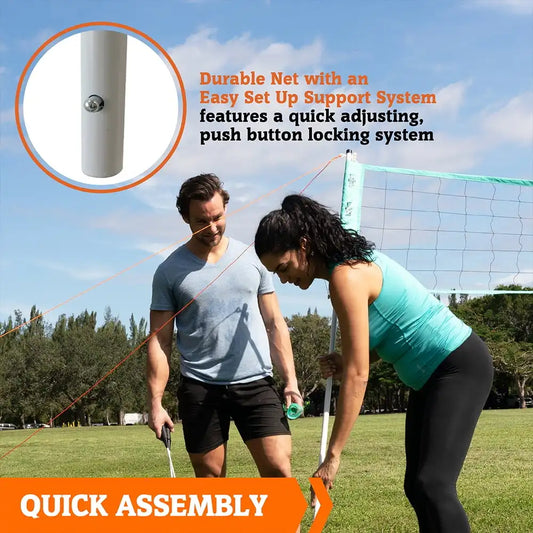 20' Outdoor Volleyball and Badminton Set with Adjustable Steel Poles and Accessories, shuttlecock