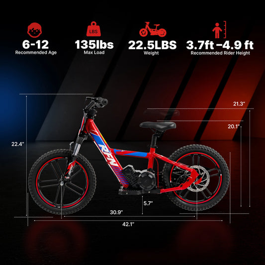 RFN Warrior Kids Electric Dirt Bike – 36V 500W Off-Road Motorcycle, 18.6 mph, 11.2 Mile Range, 3-Speed Ride for Ages 4-8