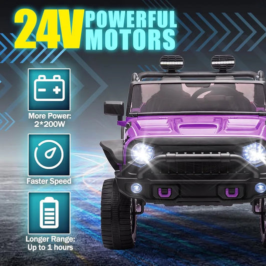 Two-seater Children's Truck With Parental Control Children's Off-road Vehicle Independent Seat Belt Purple Electric Vehicle