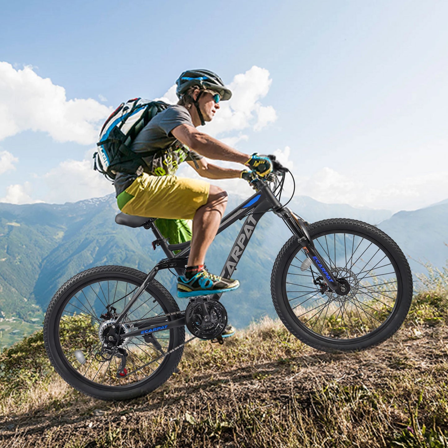 Ecarpat Dual Full Suspension Mountain Bike 24/26/27.5 Inch, Teenagers Boy Girl Mens Women Mountain Bike, 21-Speed Disc Bicycles