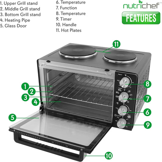 Electric Convection Toaster Oven with Rotisserie & Warming Plates, 30+ Qt (AZPKRTO28)