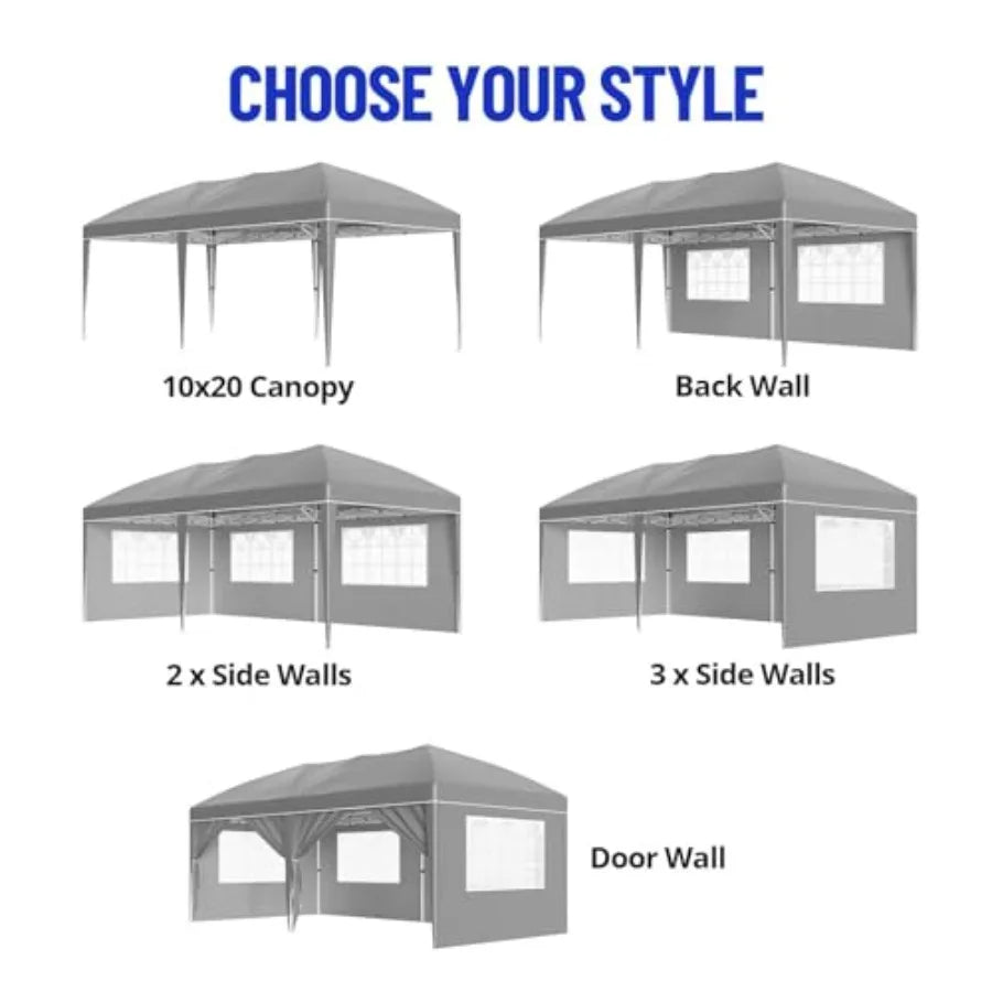 10x20 Pop Up Canopy Tent with 6 Sidewalls, Heavy Duty Party Canopy