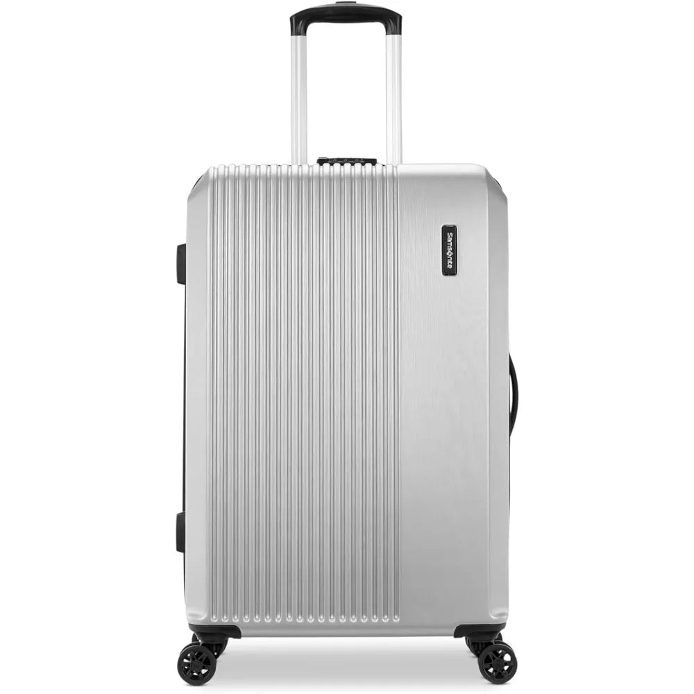 alliance collection hardside spinner luggage set, lightweight, 3-piece (carry-on/medium/large), silver
