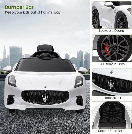 Kids Electric Ride on Car 12v Battery Powered Toy Car with Remote Control Slow Start Shock Absorbers Lockable Doors Safety Belts