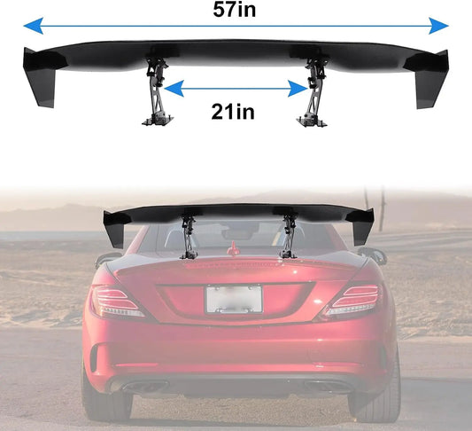 UNIVERSAL 57" WING DRAGON-2 STYLE GT TRUNK ADJUSTABLE SPOILER WING Carbon Fiber
