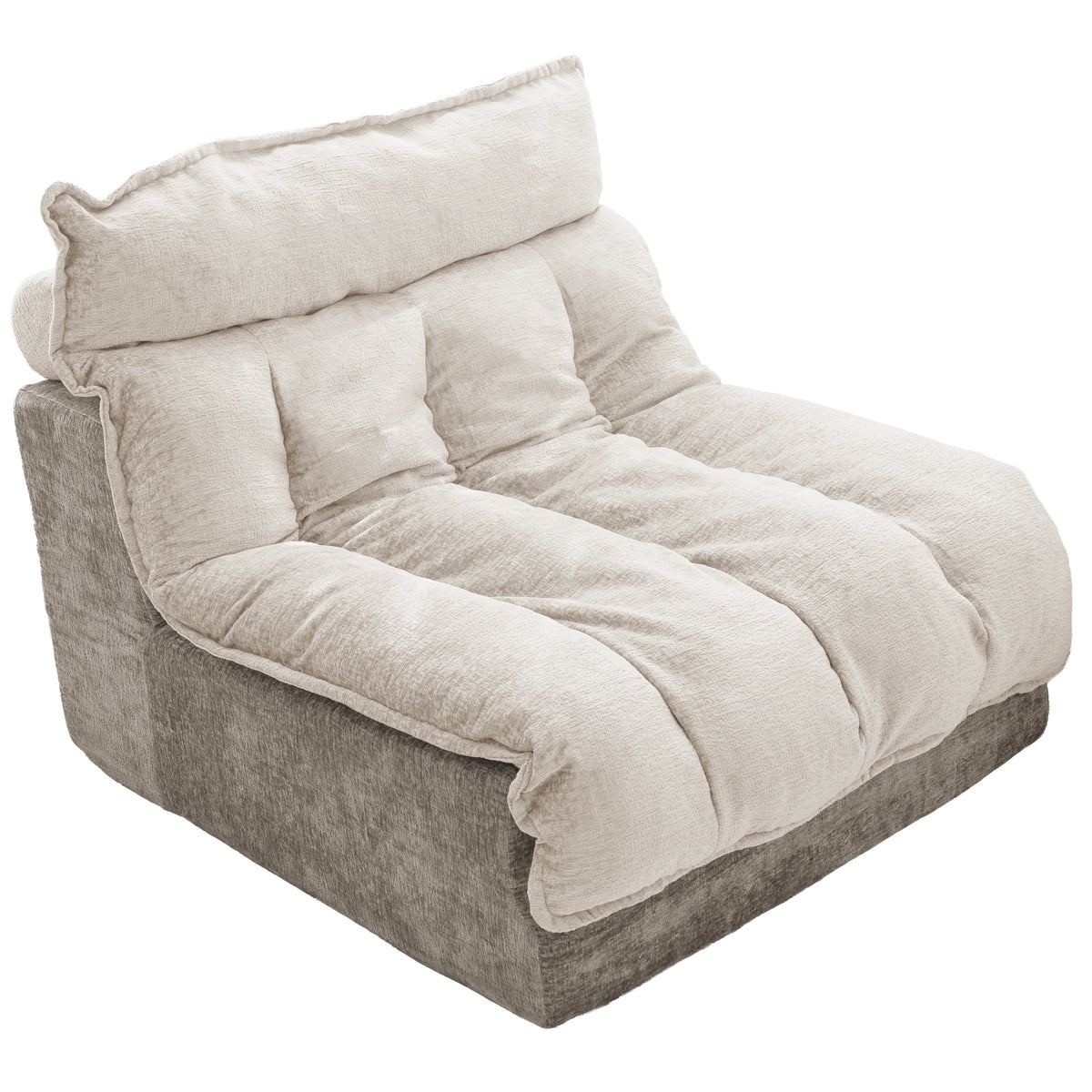 High Density Foam Bean Bag Chair Double Layer Chenille Lazy Sofa Ergonomic Tiered Back Support Compact Single Sofa for Living Room Apartment
