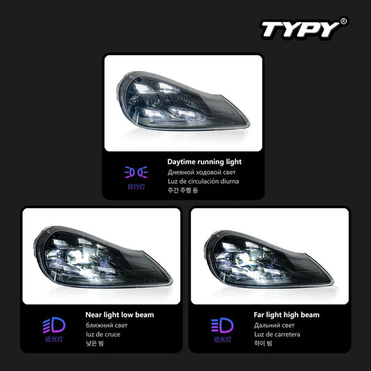 TYPY Car For Porsche Cayenne 957 Headlamp 2007-2010 Upgraded Styling New LED Headlights Dynamic Turn Signal Lamp Car Accessories