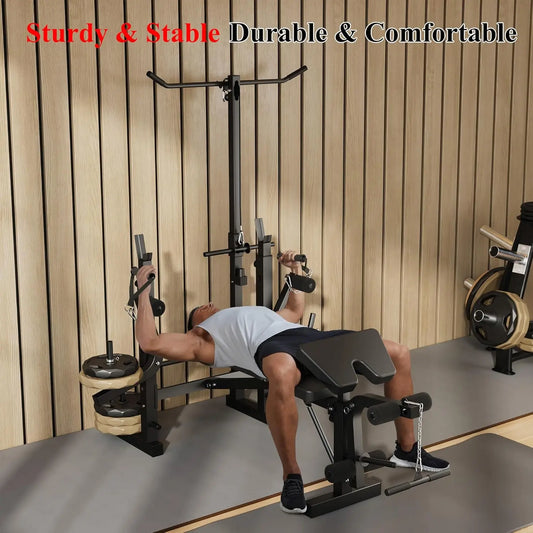 Weight Bench, Foldable Bench Press Set with Leg Extension, Adjustable Workout Bench for Training Home Gym