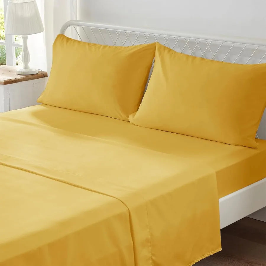 Queen Comforter Set Mustard Yellow Tufted Bed in a Bag 7 Pieces with Sheets All Season Bedding Sets 1 Comforter 2 PillowShams P