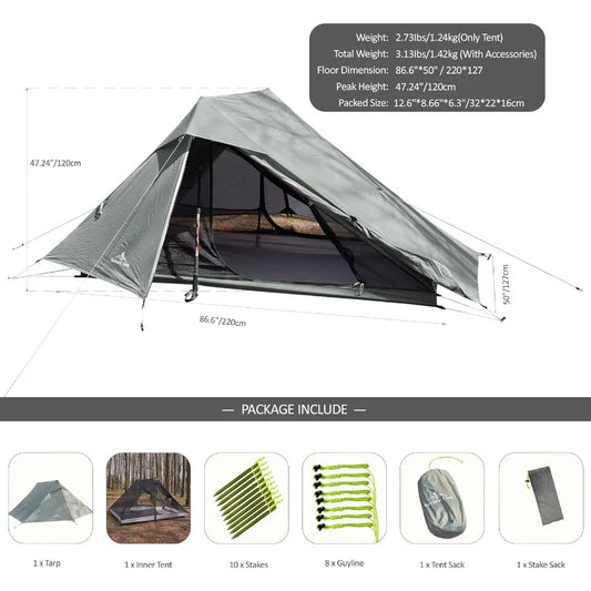 Altair Two Ultralight Backpacking Tent 2 Person Trekking Pole Backpacking Tent Waterproof Compact 3 Season Double Wall Shelter
