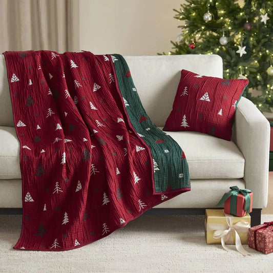 Winter 50x60" Throw Set,Red