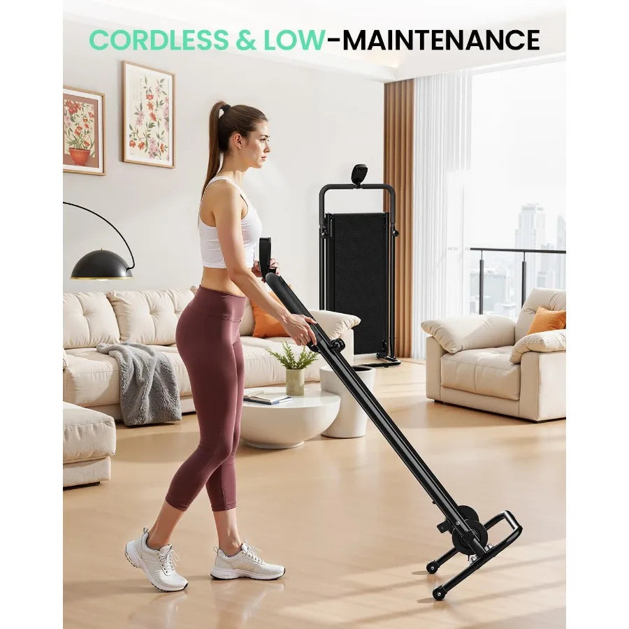 Dual Flywheel Manual Treadmill - Incline Non-Electric for Gym/Home, Steel Frame, Black, Smooth Belt Motion Low-Impact Workout