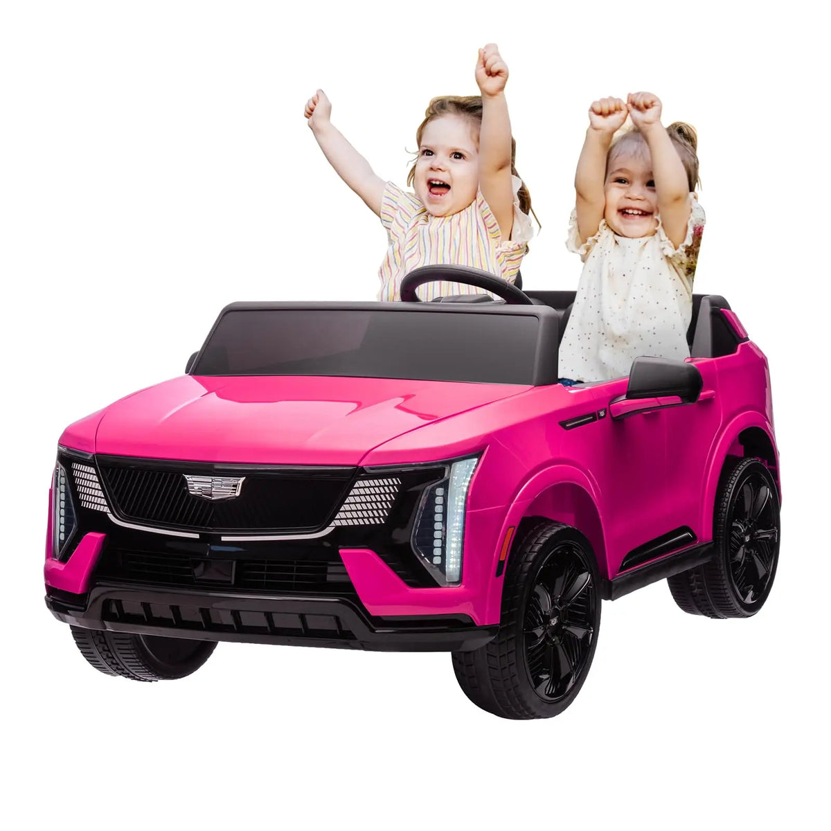24V 2 Seat Kids Electric Ride On Car With 2.4G Parent Remote, Dual 130W Motors, Spring Suspension, LED Lights, Music Truck Toy