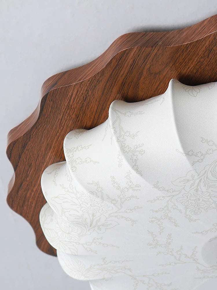 Japan Vintage Wood Ceiling Light Retro Cloth Ceiling Chandelier Restaurant Hotel Fabric Art Deco Light Living Room Mood Light