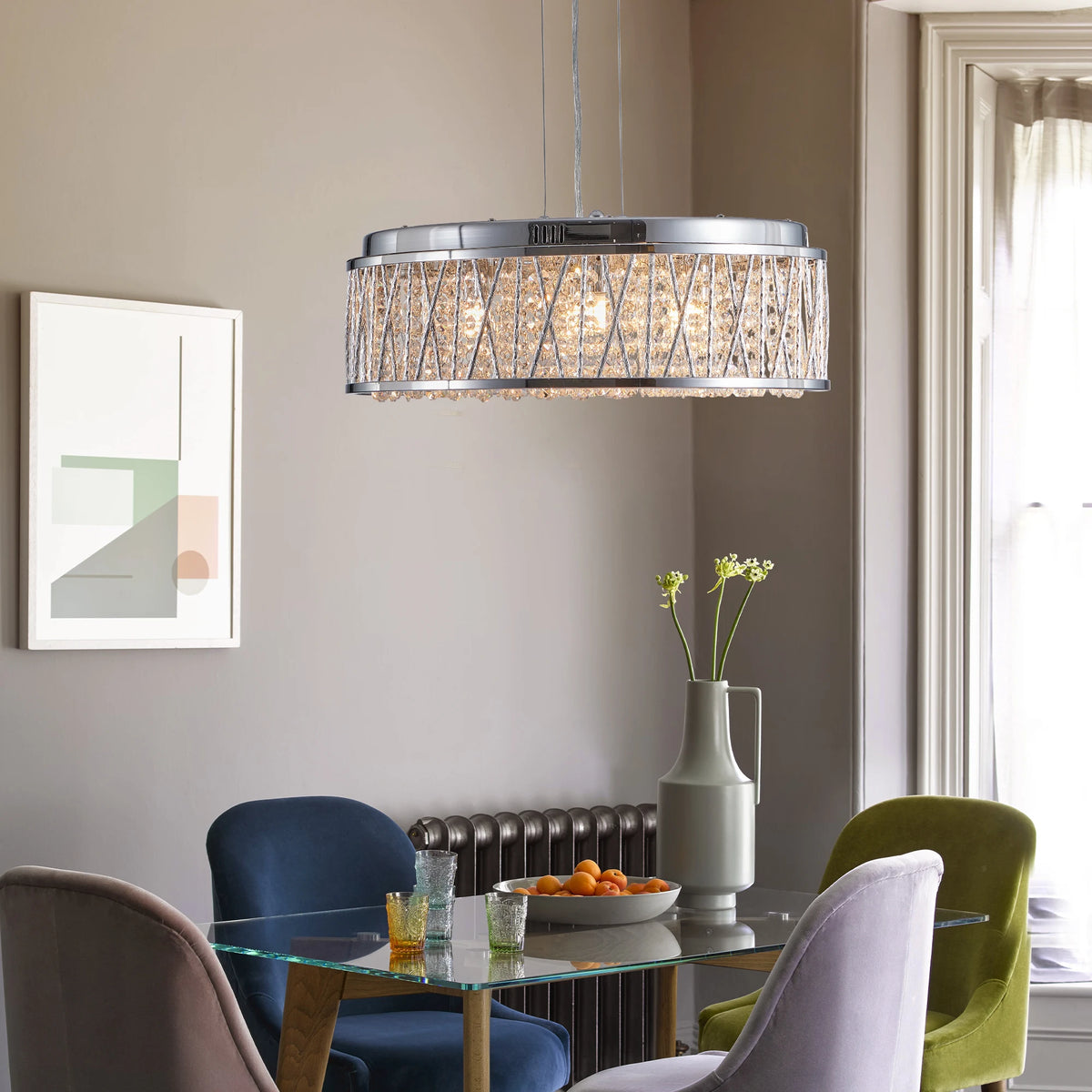 Modern Crystal Chandelier 18.9 Inches Aluminum+Iron Round Ceiling Light Flush Mount Ceiling Light Fixture