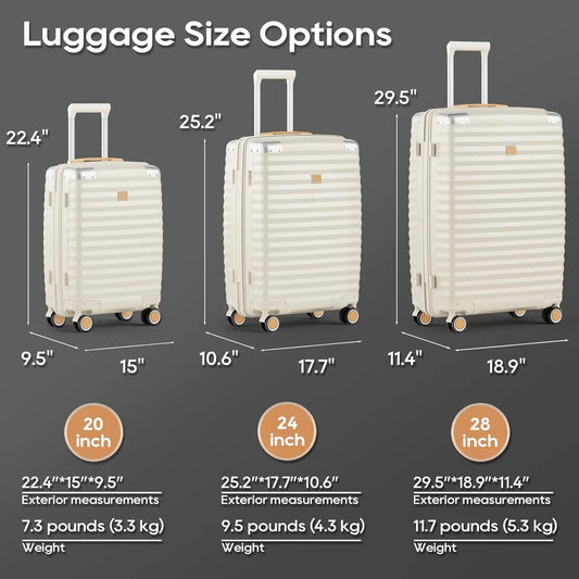 Joyway 1/3pcs Travel Luggage Suitcase, TSA Lock, Durable Lightweight PP Hard Shell Suitcase, Side Hooks, Corner Protectors