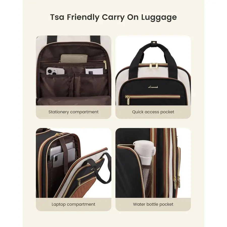 Carry On Luggage with Wheels, Lightweight Stylish Under Seat Luggage, Soft Sided Small Personal Item Suitcase for Travel