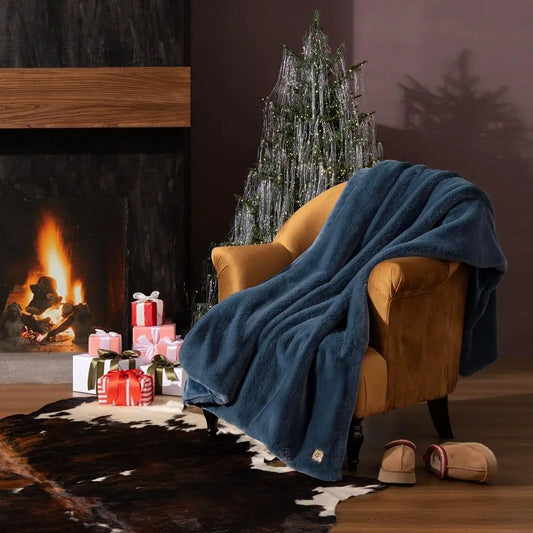 Plush Faux Fur Throw Blanket, Soft Warm Throw Blankets for Couch or Bed, Luxury Bedroom Decor, Giftable Holiday Blankets, Machin