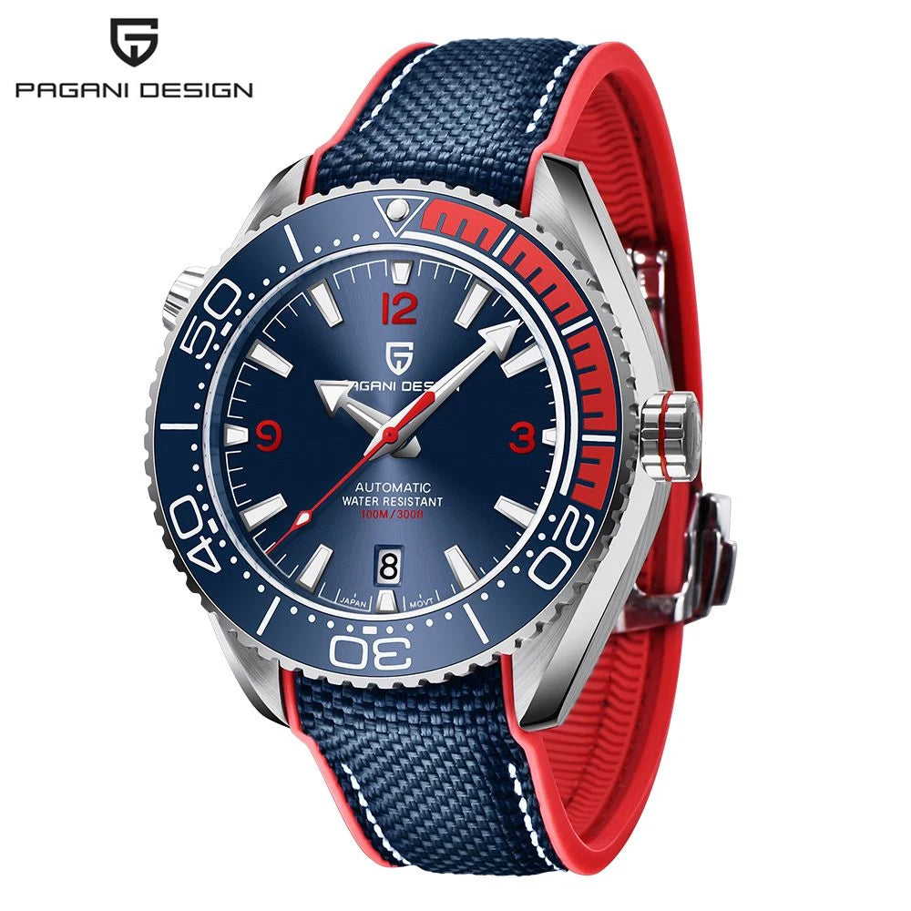 New PAGANI DESIGN Diving Series Luxury 8215 Mechanical Automatic Watch Sapphire Glass 40MM Sports Leather Watches for Men reloj