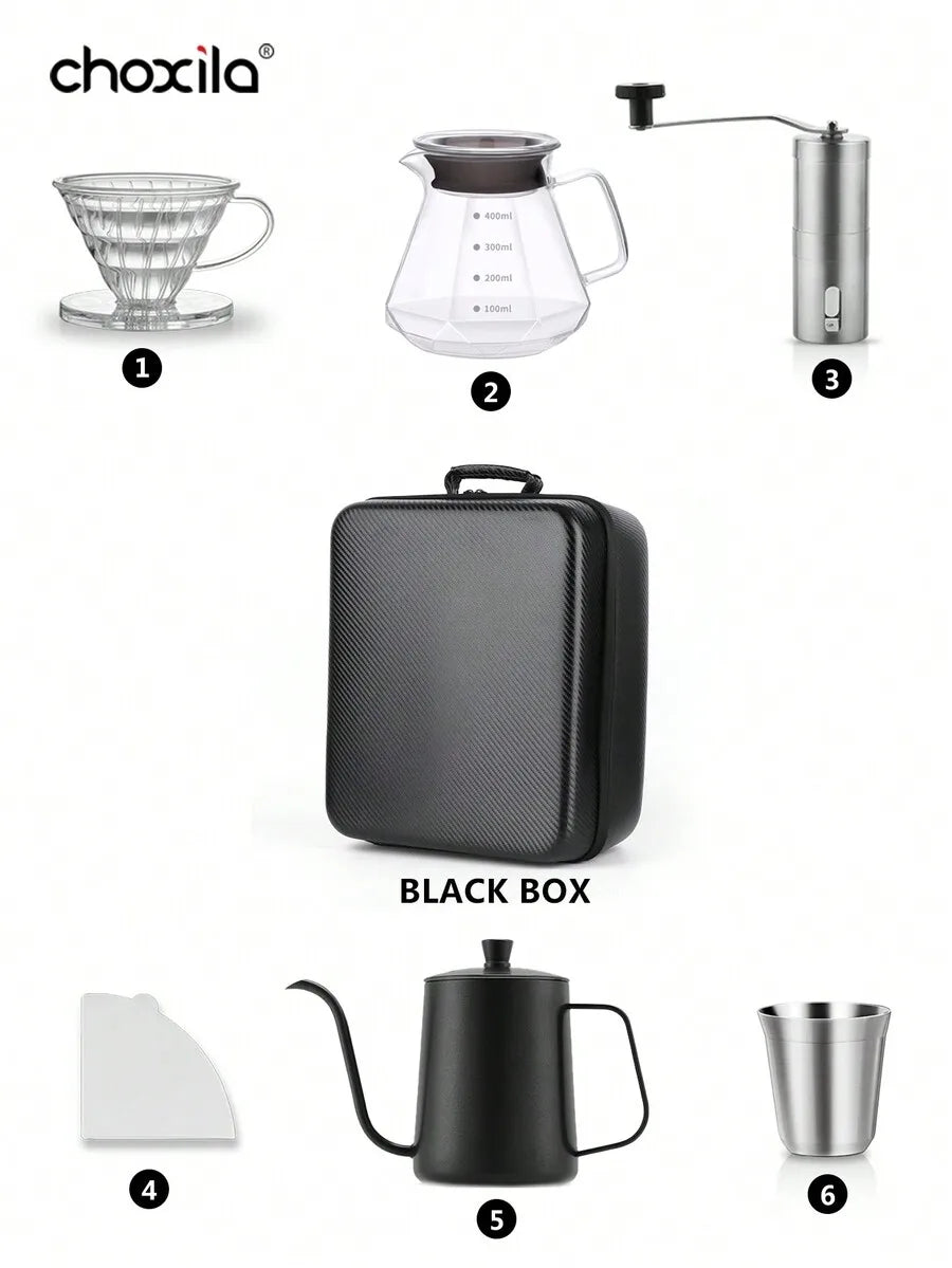 Coffee Set (Including Camping Box), No.02 Drip Coffee Set, Manual Coffee Maker Set, Portable Coffee Gift Set, Travel Coffee Acce