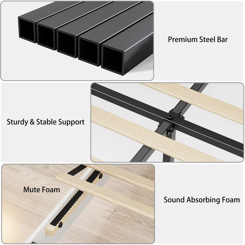 Bed Frame King Size, Wood Platform Bed Frame , Noise Free,No Box Spring Needed and Easy Assembly Tool,Large Under Bed Storage,Dark Brown