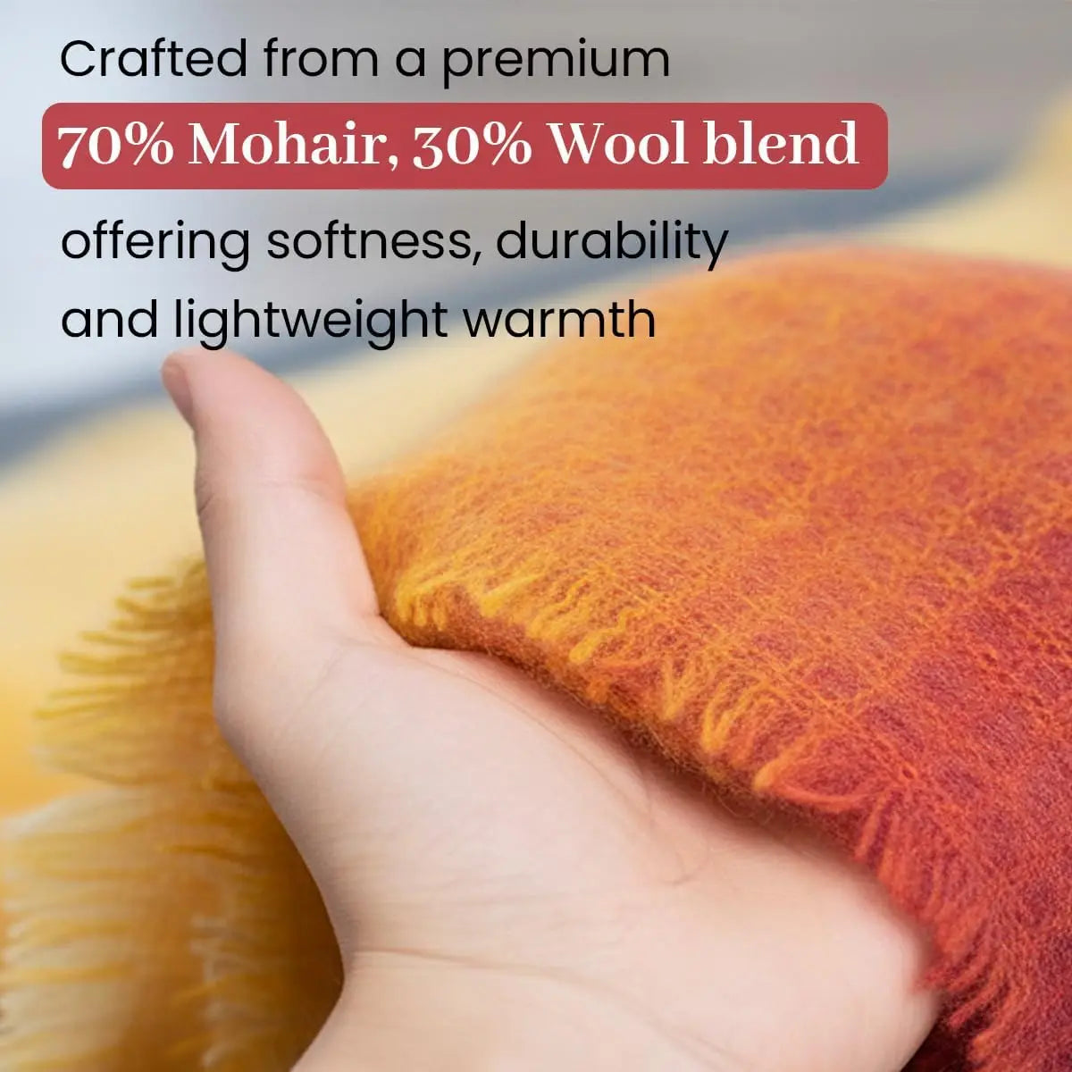 Ultra Soft Irish Mohair & Wool Throw Blanket, Made in Ireland, 54"x72", Pink Yellow Purple Multi Mix