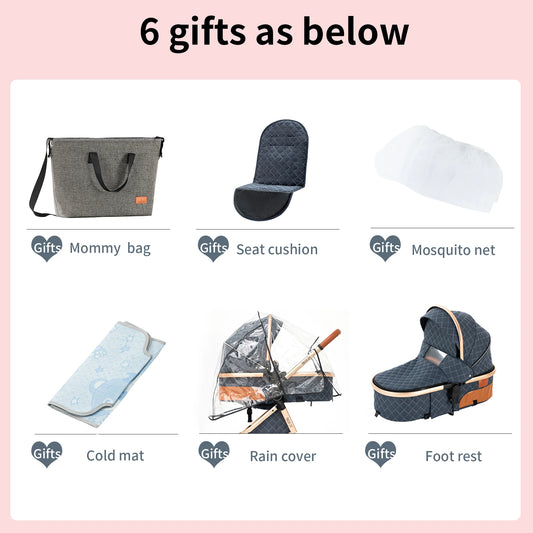 Baby Stroller 3-in-1 Lightweight stroller Travel System Multifunctional Pram with Aluminum Frame Compact Stroller for Newborn