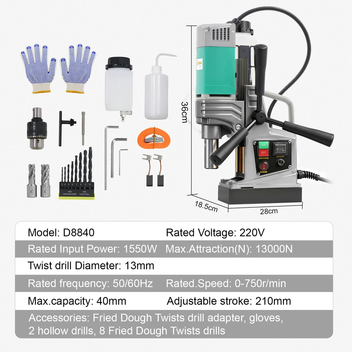 Portable Electric Mag Drill Press|SIHAO 1450W/1550W 1.57/2" Electric Drilling Machine Magnetic Drill Press Boring Diameter Power Drill 750/820PRM Drill