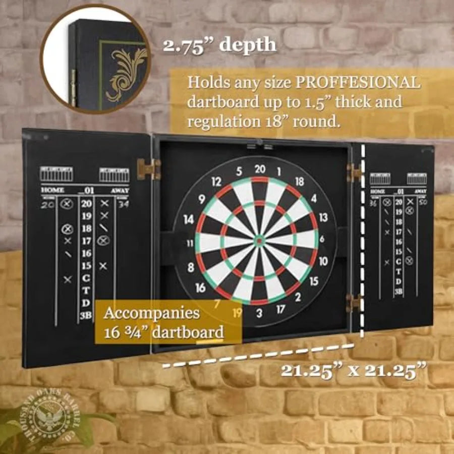 Personalized Dartboard and Cabinet Set with 6 Steel Tip Darts for Home Entertainment Customizable Design Compact Storage Soluti