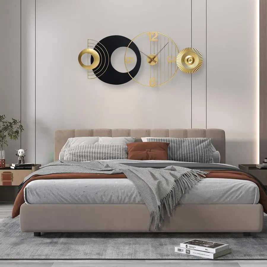 Inch Modern Abstract Wall Clock Silent NonTicking Battery Operated, Decorative Analog Clock, Oversized Art for Living Room, Bedr
