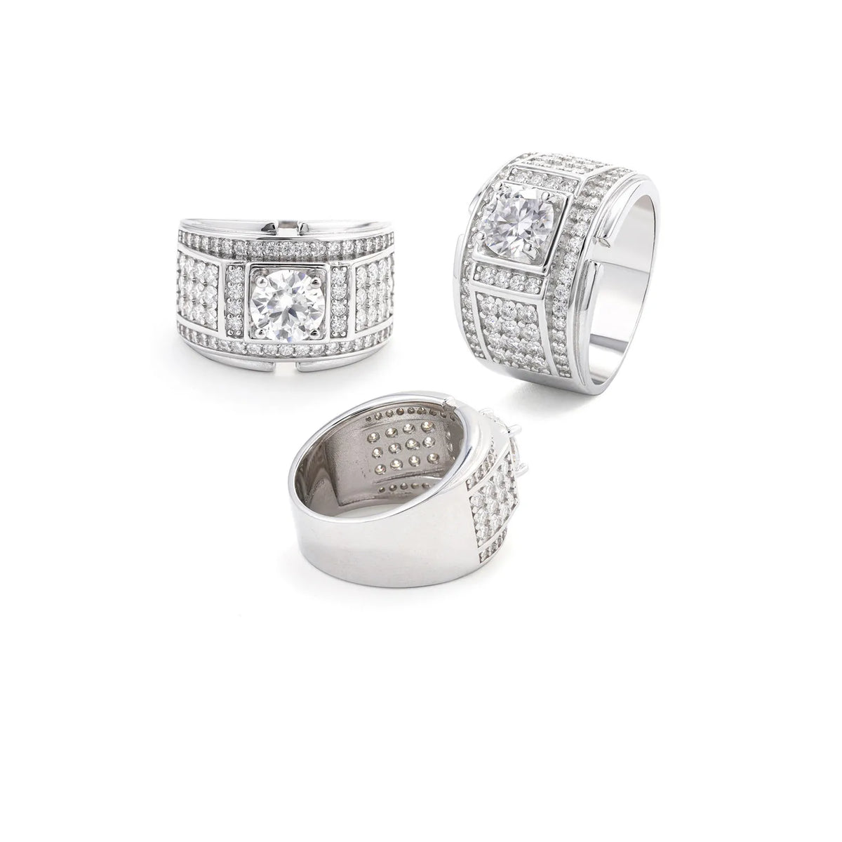 1.5CT Men's Domineering Moissanite Hip-Hop Ring S925 Silver Inlaid Diamond Unique Boutique Jewelry for Valentine's Day Birthday Holiday Commemorative Gift