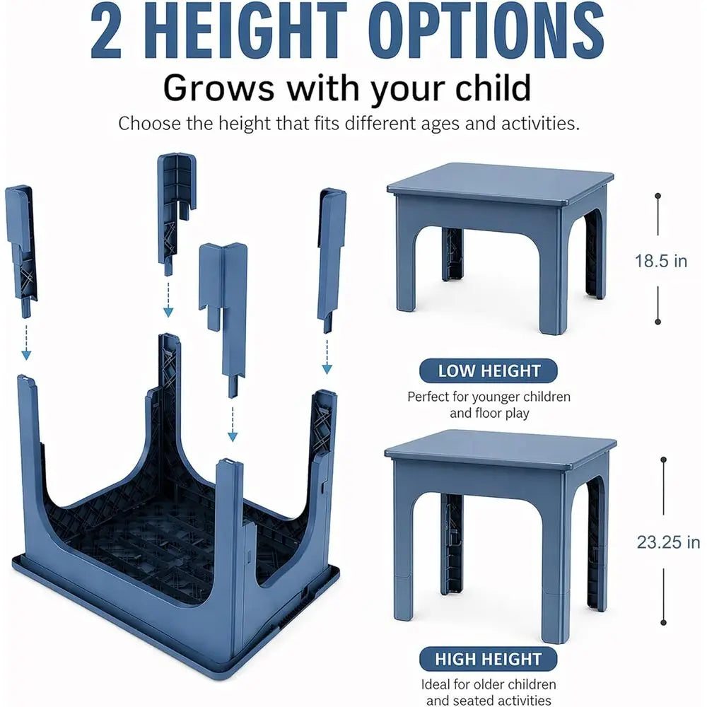 oldable Table and Chair Set, Height Adjustable Portable Activity Table with 2 olding Chairs, Indoor Outdoor Kids Adults Table Se