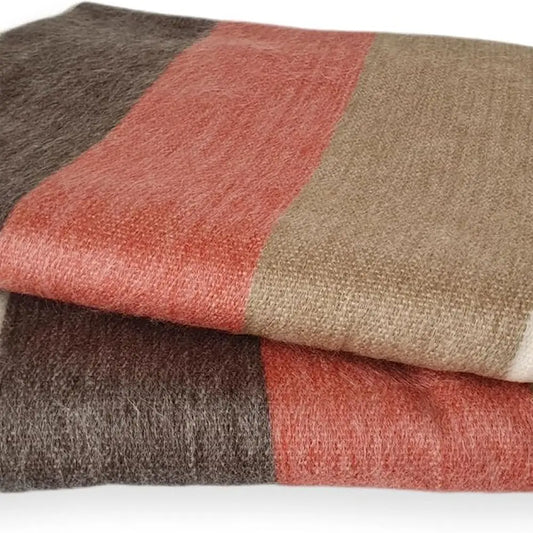 Wool Throw Blanket | Warm, Ultra-Soft, Breathable, Non-Itchy Blanket-Throw | Hypoallergenic and Beautiful Fabric (Brick Red)