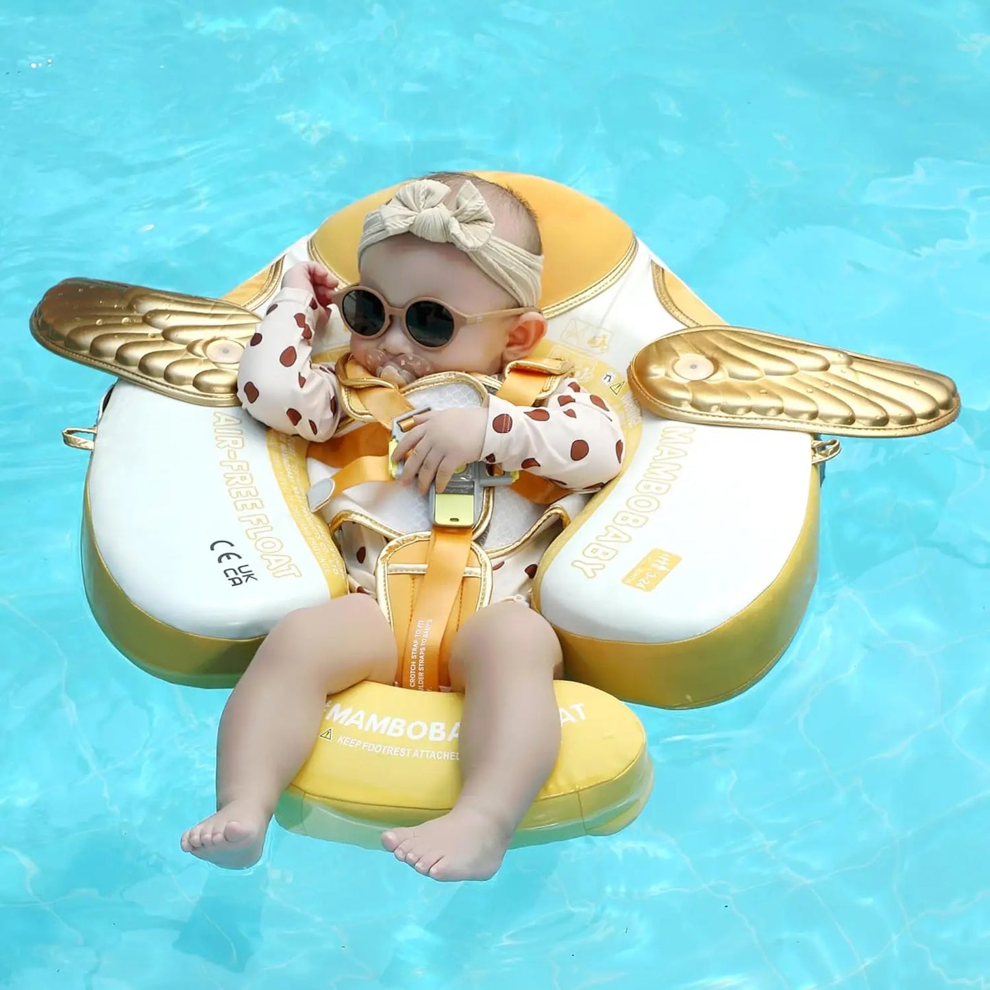HECCEI Swim Float with Canopy UPF 50+ Sun Protection Pearl Foam Mambobaby Non-Inflatable Solid Baby Pool Float with Tail