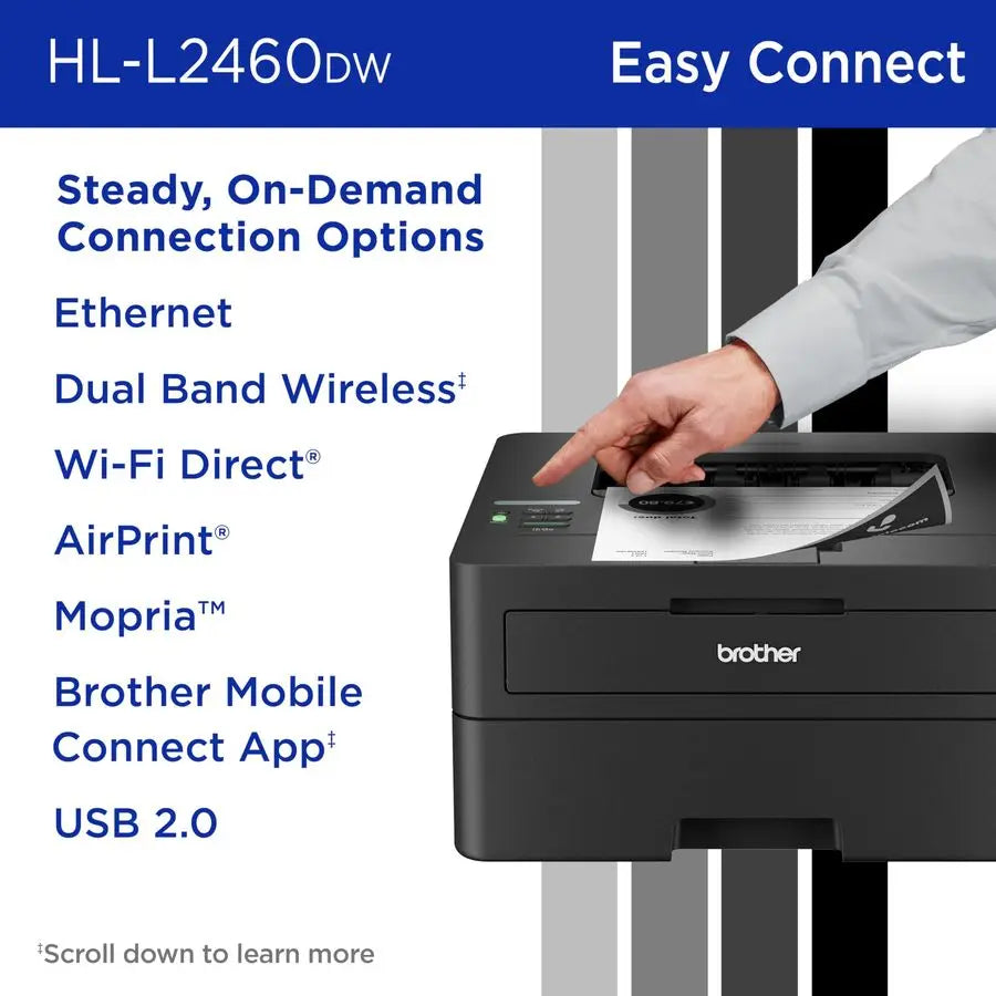 HLL2460DW Wireless Compact Monochrome Laser Printer with Duplex, Mobile Printing, Black amp White Output Includes Refresh Subscr