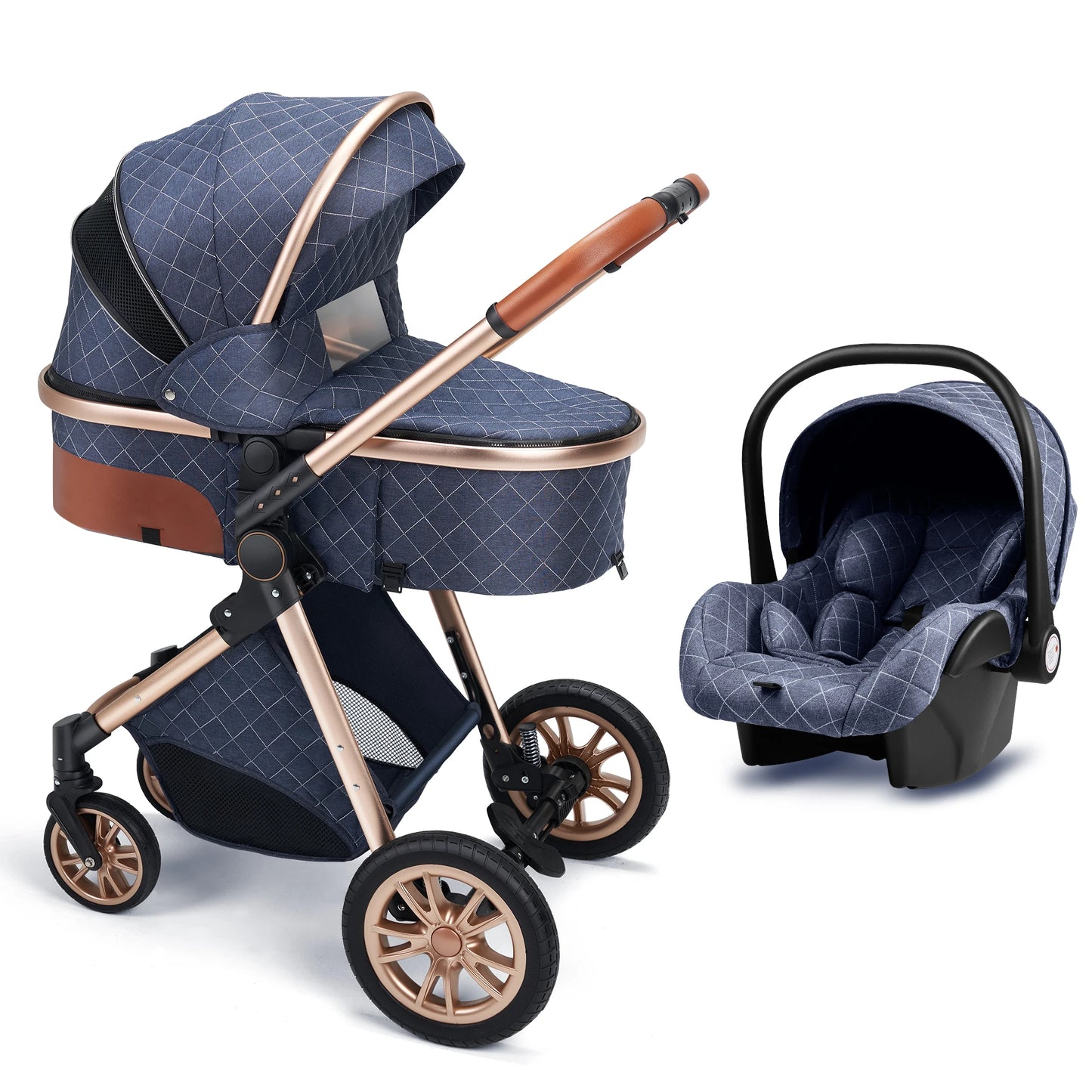 All-in-One Luxury Pram: Vista 3-in-1 Stroller with Reversible Parent-Facing Seat & High Landscape