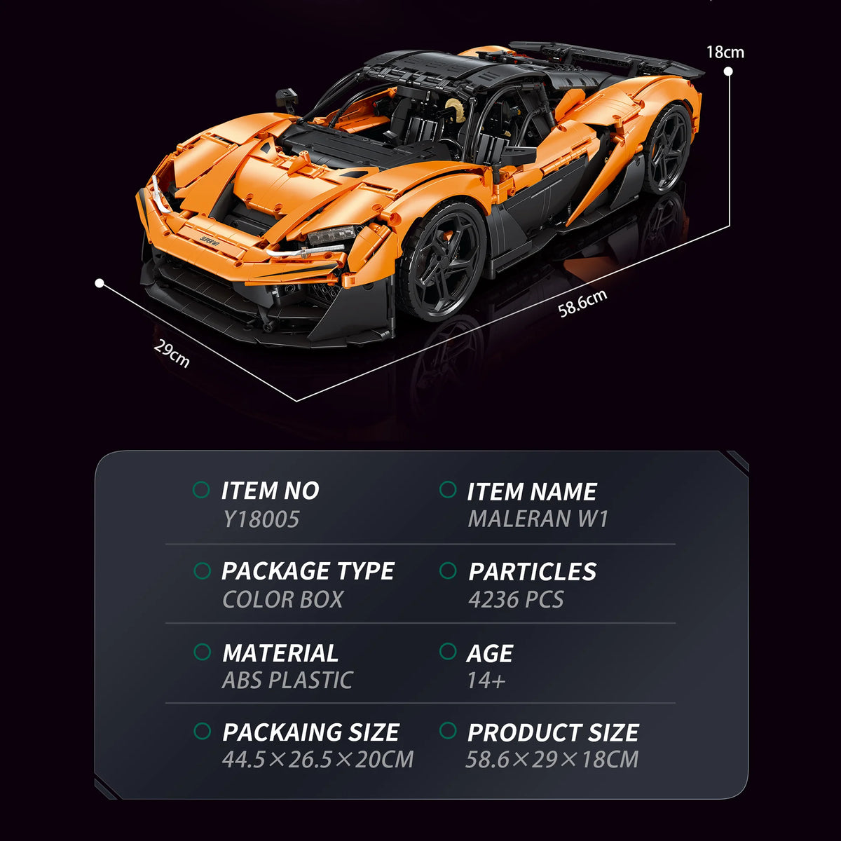 1:8 McLaren W1 MOC Technic Racing Car Building Blocks Set 4236 Pcs Birthday Gift