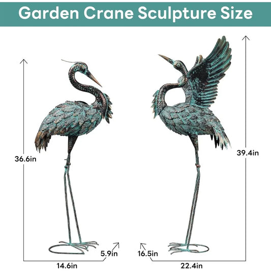 Garden Statues Large Metal Crane Sculptures Outdoor Heron Metal Statue Yard Art for Garden Decor Realistic Bird Art for Outdoor