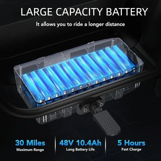 Peak 1200W Electric Scooter with Seat, 16 Inch Fat Tire Electric Scooter for Adults and Teens, E Scooter for Basket Commuting