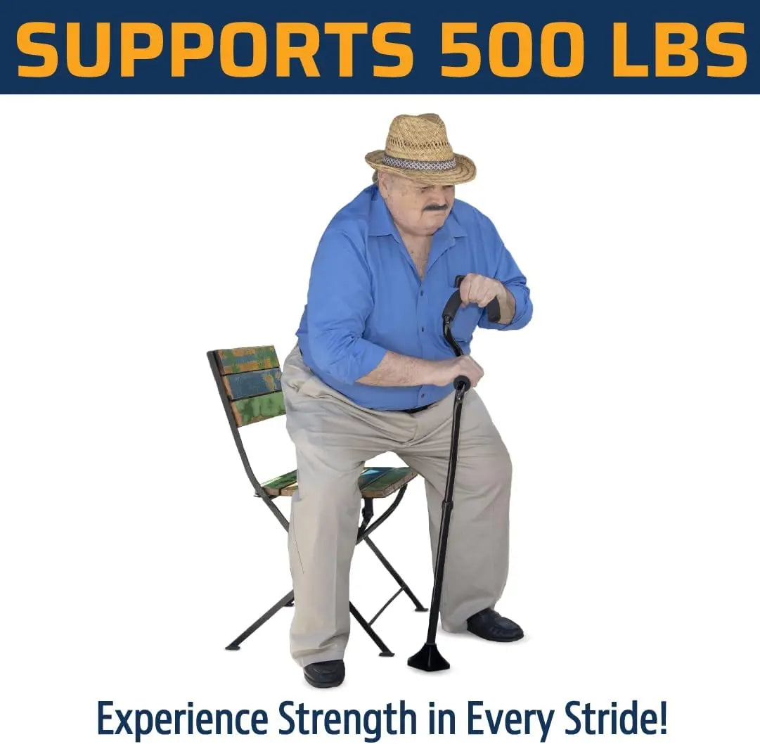 Adjustable Self-Standing Walking Cane with Ergonomic Forearm Grip for Enhanced Stability and Support