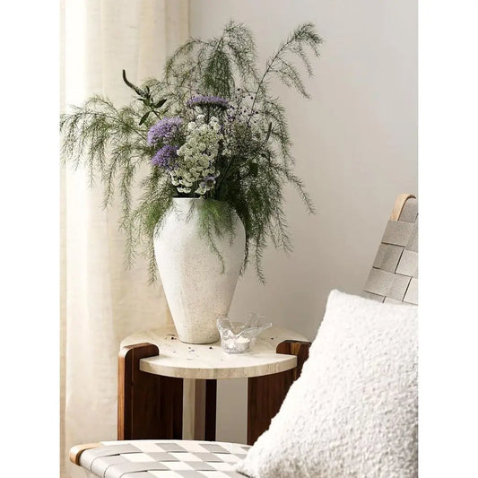 Large 11.8 Sandstone White Ceramic Floor Vase for Rustic Minimalist Living Room Decor and Wedding Centerpieces