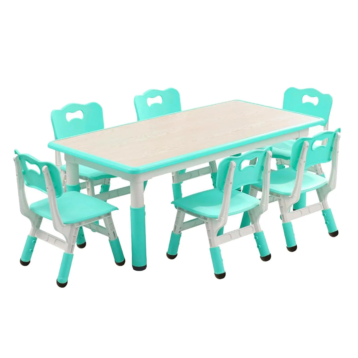 Kids Table and Chairs Set, 6-Piece Height Adjustable Desk – Graffiti Art & Crafts Table with Anti-Slip Legs, 300 lbs Capacity, for Ages 2-10, Daycare, Classroom & Home
